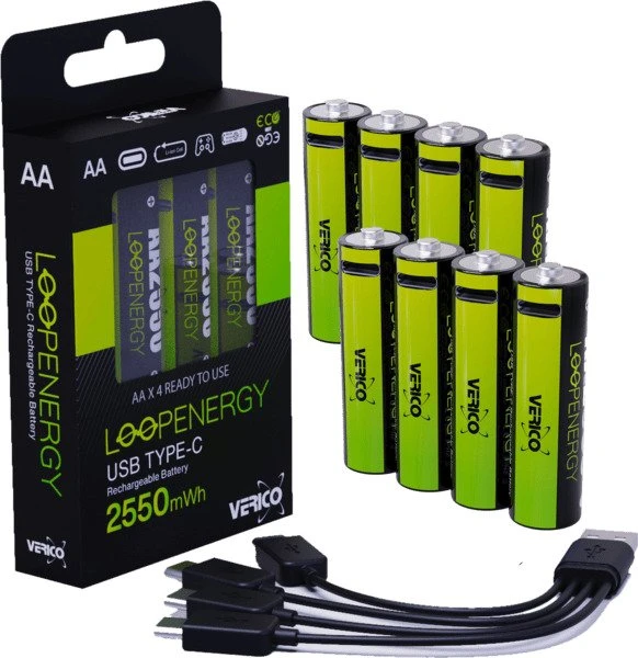Verico LoopEnergy Mignon AA Li-Ion USB-C 1700mAh, 8er-Pack