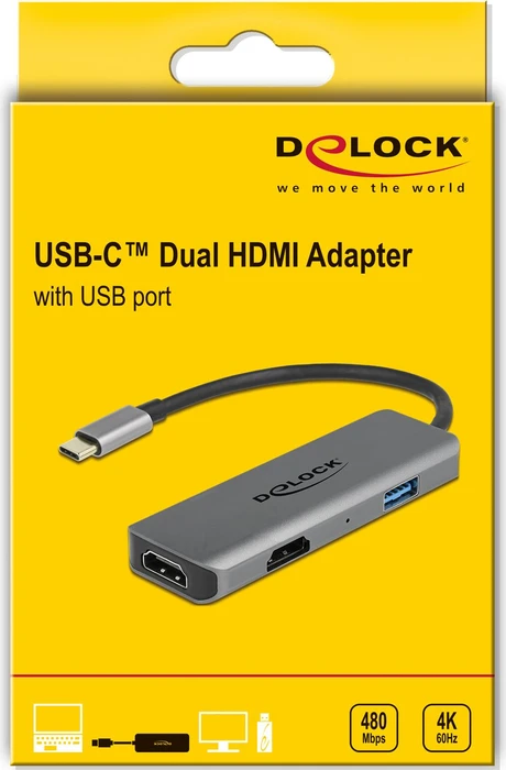 DeLOCK USB Type-C Adapter Dual zu HDMI, USB-C 3.0 [Stecker]