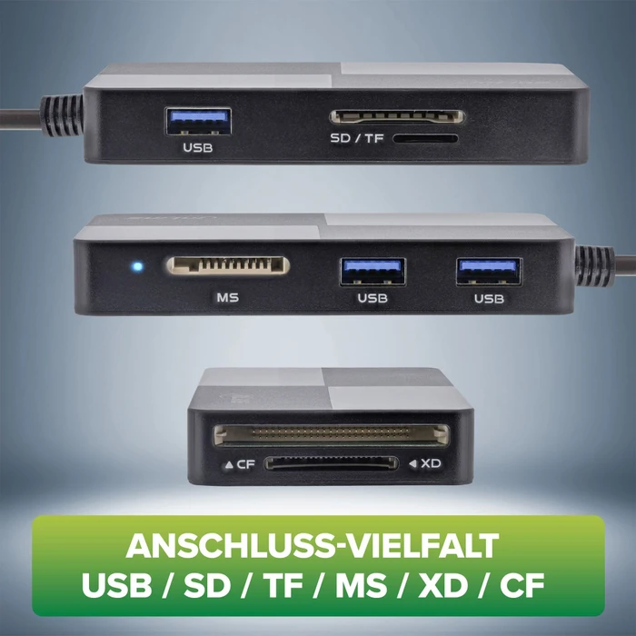InLine Multi Cardreader Hub, USB-C 3.0/USB-A 3.0 [Stecker]