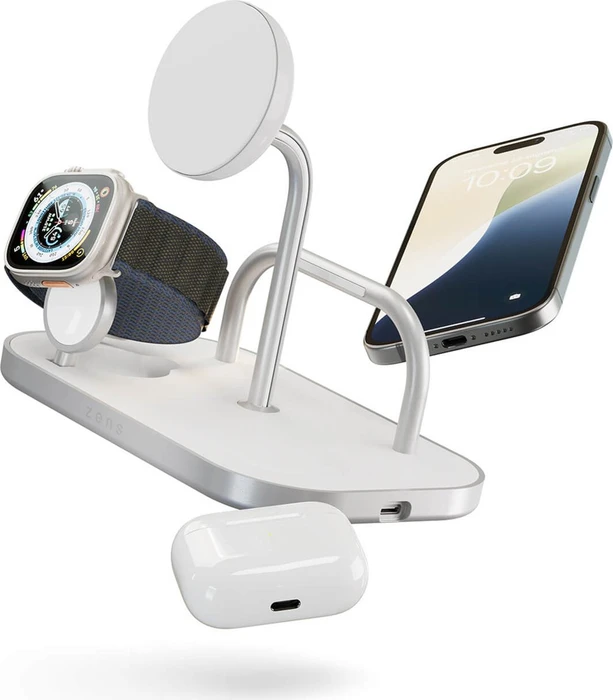 Zens 4-in-1 Wireless Charger weiß/grau