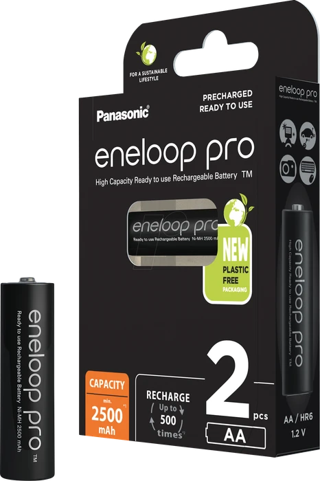 Panasonic eneloop pro (Gen 3) Mignon AA NiMH 2500mAh, 2er-Pack