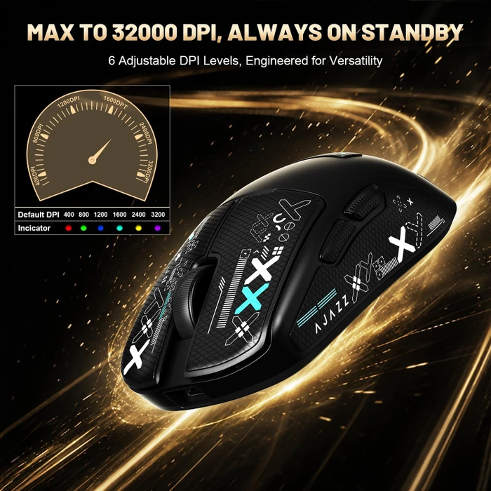 Ajazz AJ159 V2 MC Wireless Gaming Mouse mit Akku-Ladestation, inkl. Grip Tape, schwarz, USB/Bluetooth