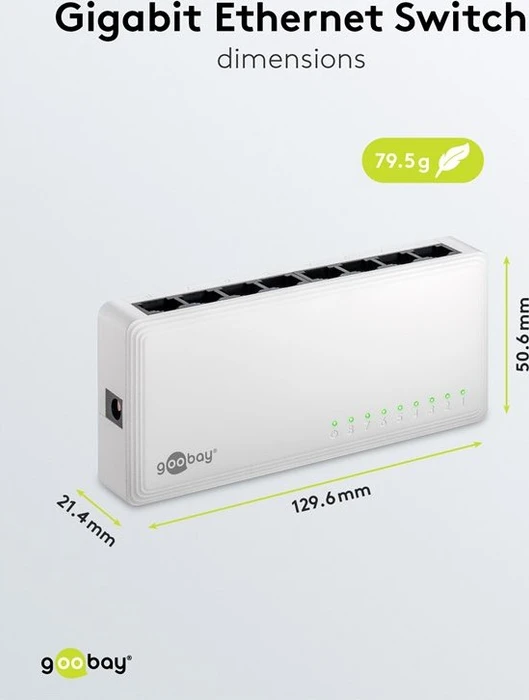 Wentronic goobay Desktop Gigabit Switch, 8x RJ-45