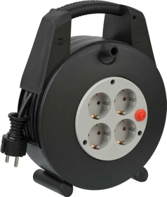 Brennenstuhl Vario Line Kabelbox 4-fach schwarz/lichtgrau, Schuko auf 4x Schuko, 15m, IP20, H05VV-F 3G1,5