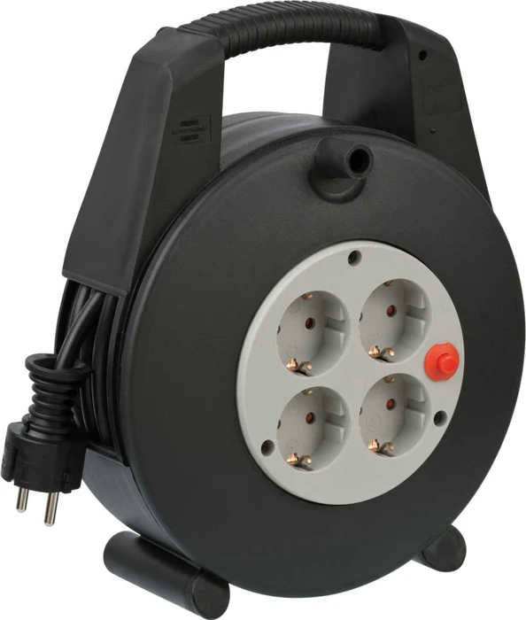 Brennenstuhl Vario Line Kabelbox 4-fach schwarz/lichtgrau, Schuko auf 4x Schuko, 15m, IP20, H05VV-F 3G1,5