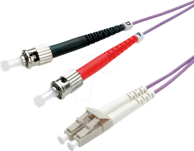 Roline / Secomp LWL Duplex Kabel, OM4, 2x LC Stecker/2x ST Stecker, 10m, violett
