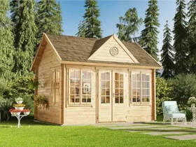 Alpholz Gartenhaus Clockhouse-44 Roya 400x340cm imprägniert natur