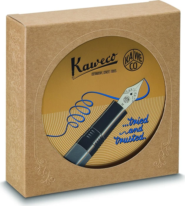 Kaweco Piston Sport AL Starter Set mit Tinte black/gold, rechte Hand, fein