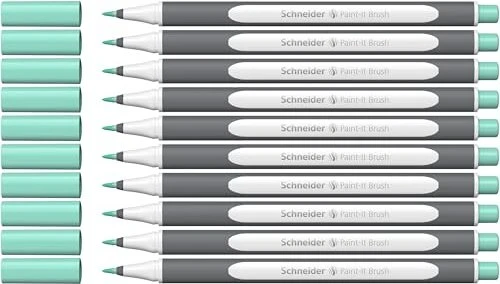 Schneider Paint-It 070 Brush Pen Pastell türkis, 10er-Pack
