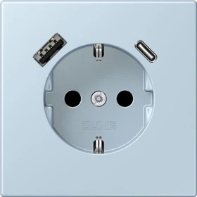 Jung Serie LS SCHUKO-Steckdose mit USB-Ladegerät Safety+, outremer clair