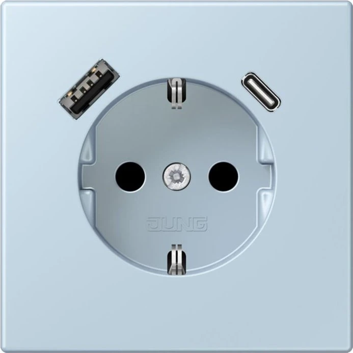 Jung Serie LS SCHUKO-Steckdose mit USB-Ladegerät Safety+, outremer clair