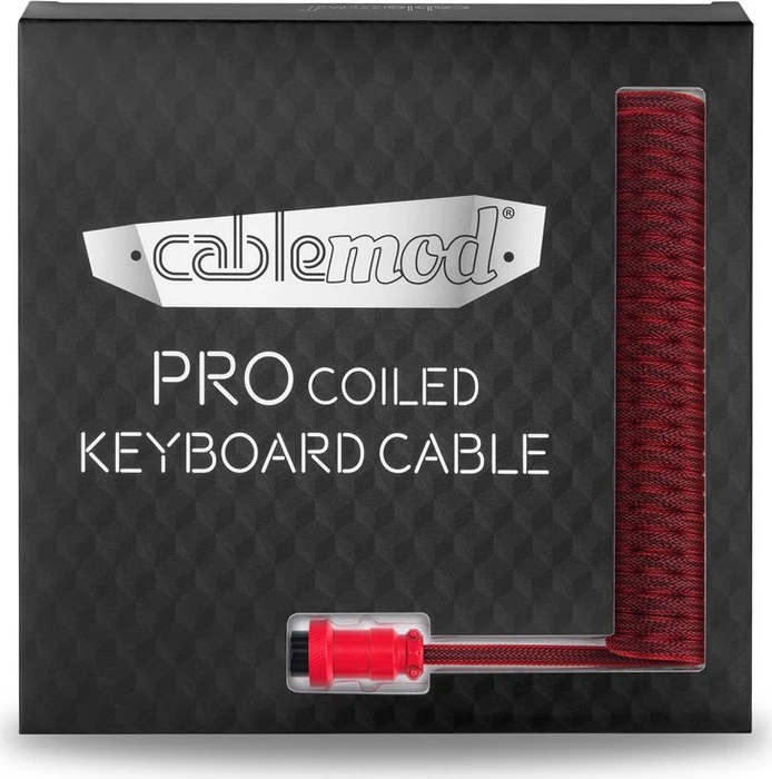 CableMod Pro Coiled Keyboard Cable USB Micro-B auf USB-A, Tastaturkabel (Spiral-Textilkabel), 1.5m, Republic Red
