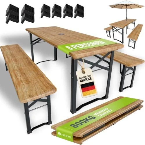 Juskys Bichl Bierzeltgarnitur Gartenmöbel-Set, 3-tlg.