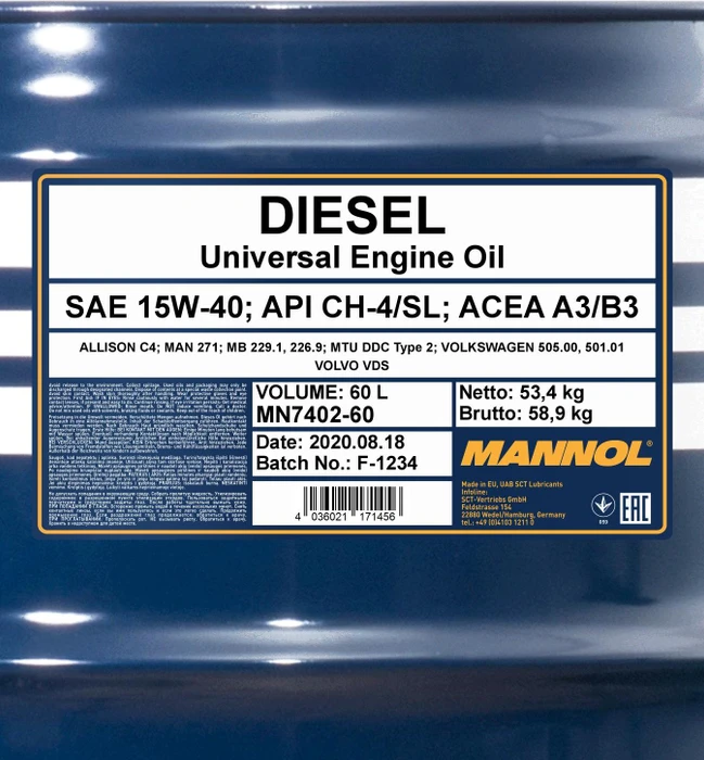 Mannol Diesel 15W-40 60l