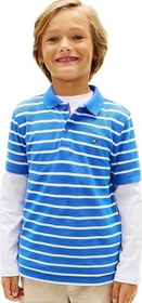 Tommy Hilfiger Essential Regular Fit mit Flag-Stickerei Poloshirt kurzarm empire blue stripe (Junior)