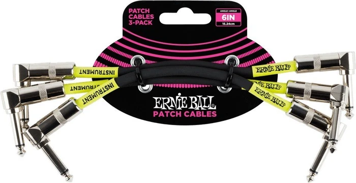 Ernie Ball 6" Angle/Angle Patch Cable 3-Pack Black