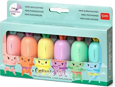 Legami Carrate Team Mini Textmarker sortiert, 6er-Set