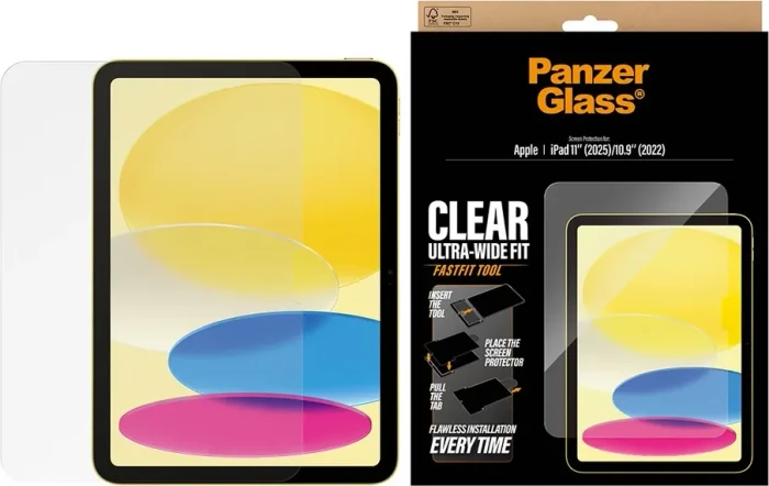 PanzerGlass Clear Ultra Wide Fit Displayschutz für Apple iPad 11" (2025/26), Apple iPad 10.9" (2022)