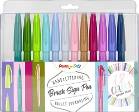 Pentel Brush Sign Pen SES15C sortiert, 12er-Set