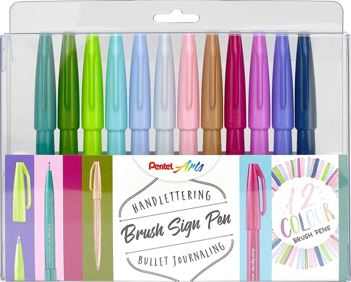 Pentel Brush Sign Pen SES15C sortiert, 12er-Set