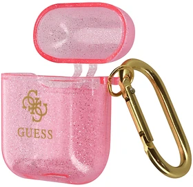 Guess Case for Airpods 1 und 2 Glitter rosa
