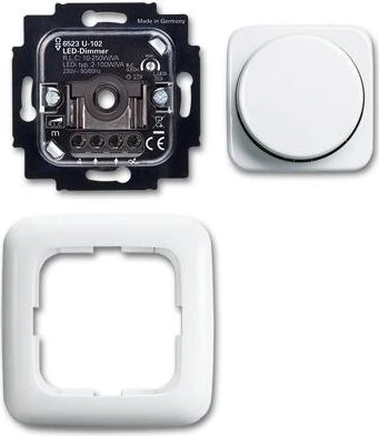Busch-Jaeger Busch-Drehdimmer LED, Komplettset mit Glimmlampe alpinweiß - Reflex SI