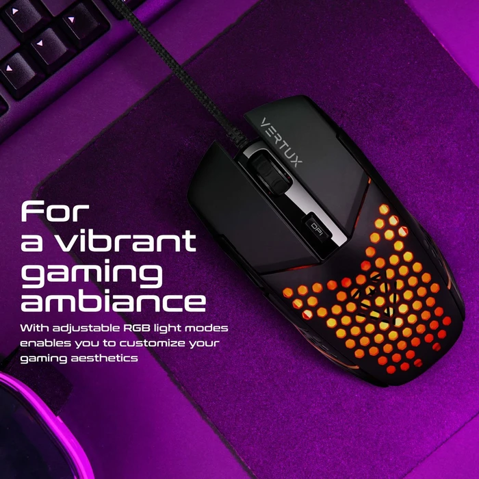 Vertux Katana Hex-Shell RGB Gaming Mouse, schwarz, USB