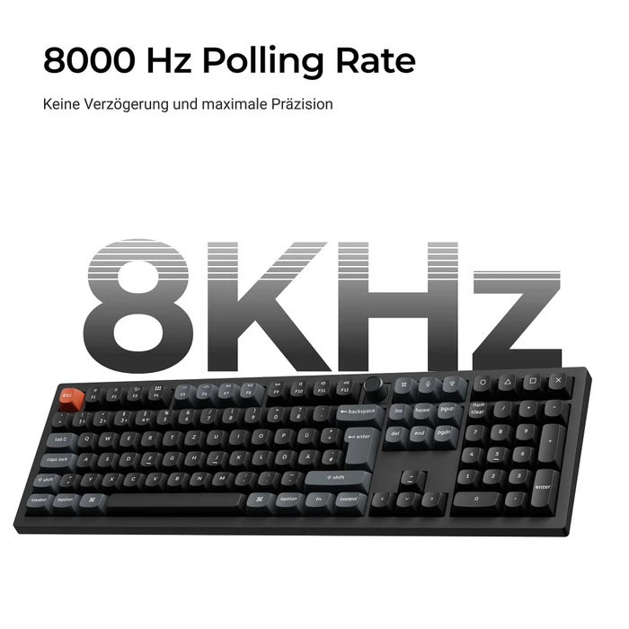Keychron V6 Ultra 8K Wireless, schwarz, LEDs RGB, hot-swap, Keychron Silk POM RED, USB/Bluetooth, DE