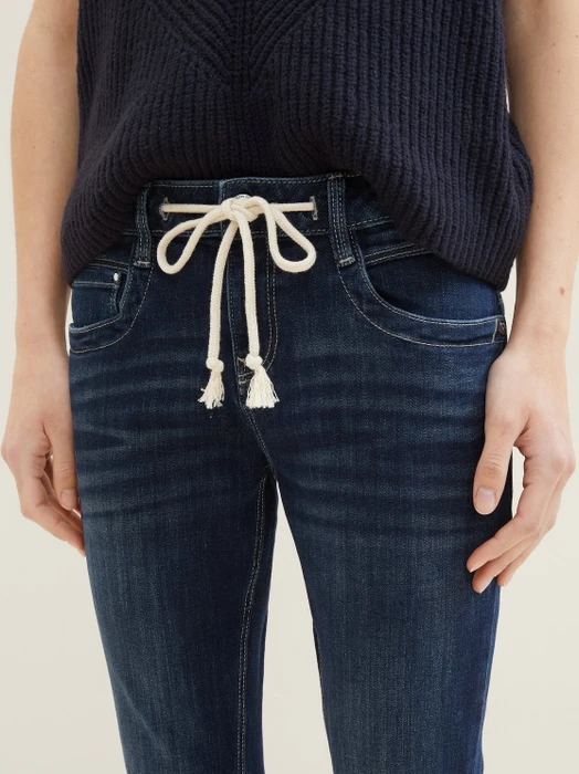 Tom Tailor Tapered Jeans mit recycelter Baumwolle Jeans rinsed blue denim (Damen)