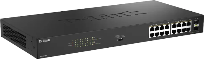 D-Link DGS-1000 Rackmount Gigabit Switch, 16x RJ-45, 2x SFP, 240W PoE+