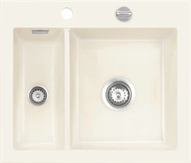 systemceram Mera 60 F Einbau Becken rechts mit Ablauffernbedienung magnolie