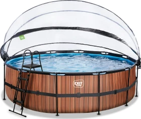 Exit Toys Wood Frame Pool mit Sandfilterpumpe und Abdeckung rund 488x122cm