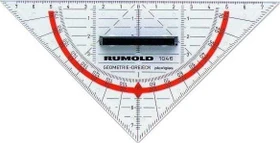 Rumold Geodreieck 16cm, mit Griff, transparent
