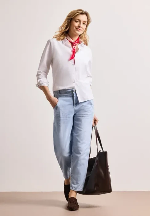 Street One High Waist Barrel Leg Loose Fit Jeans ultra bleached wash (Damen)