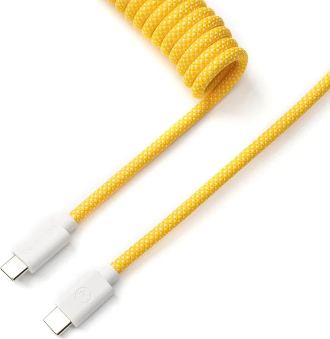 Keychron Coiled Aviator Cable, Tastaturkabel (Spiral-Textilkabel), 1.36m, gelb