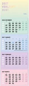 Folia Tischkalender 2027, 285x112mm, mehrfarbig