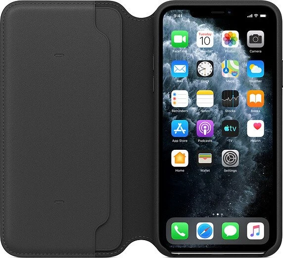 Apple Leder Folio Case für iPhone 11 Pro Max schwarz