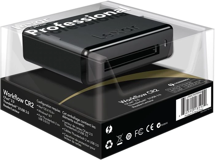 Lexar Professional Workflow Single-Slot-Cardreader (CR2), USB-B 3.0/Thunderbolt 2 [Buchse]