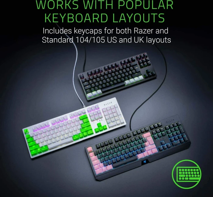 Razer Keycap Upgrade Set, Kunststoff (PBT) Double-Shot, Quartz Pink, rosa, 120 Tasten, ISO-UK, ANSI-US