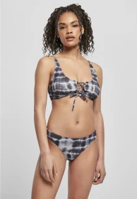 Urban Classics Lace Up Tie Dye Bikini-Set schwarz/weiß (Damen)