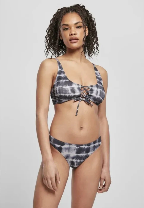 Urban Classics Lace Up Tie Dye Bikini-Set schwarz/weiß (Damen)