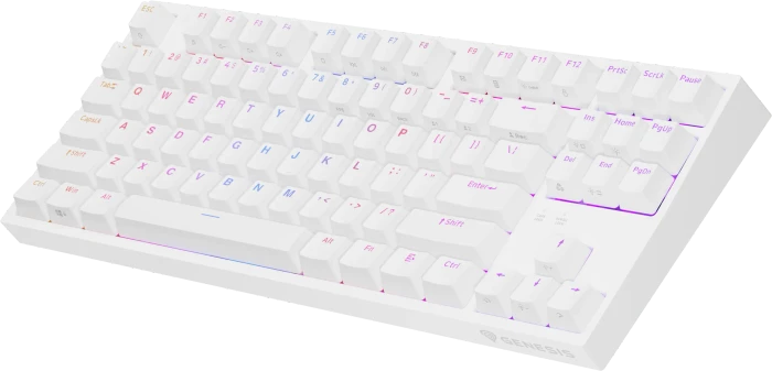 Genesis Thor 404 TKL, weiß, LEDs RGB, hot-swap, Gateron Pro YELLOW, USB, US
