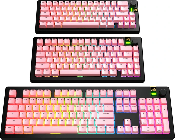 Glorious GPBT Basics Keycaps, Kunststoff (PBT), Potion Pink, rosa, 130 Tasten, ANSI-US
