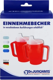Dr. Junghans Medical Einnehmebecher mit Griff und 2x Deckel 4+12mm milchig, 250ml