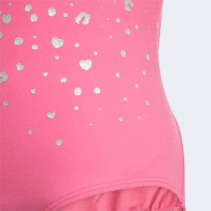 adidas V-förmiges Rückendesign und Glitzer-Details Badeanzug pink fusion (Junior)