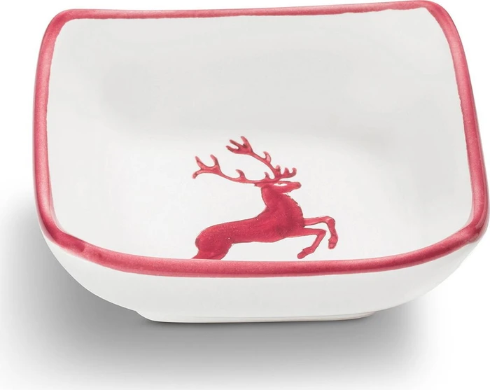 Gmundner Keramik Bordeauxroter Hirsch Schälchen quadratisch 9x9cm