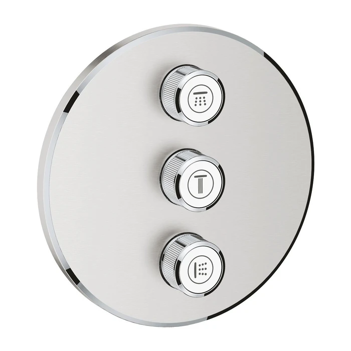 Grohe Grohtherm SmartControl Kontrollfeld mit 3 Ventilen supersteel