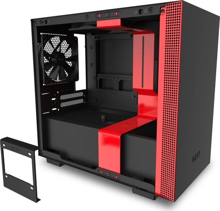 NZXT H210, schwarz/rot, Glasfenster, Mini-ITX