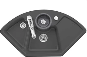 Villeroy & Boch Solo Eck Einbau Becken mittig mit Ablauffernbedienung graphite