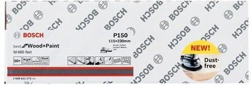 Bosch Professional M480 Best for Wood and Paint Gewebeschleifblatt K150, 115x230mm, 50 Stück